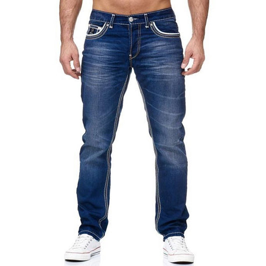 Jeans Hombre Blancos Rotos Cintura Media Corte Recto - Image 2