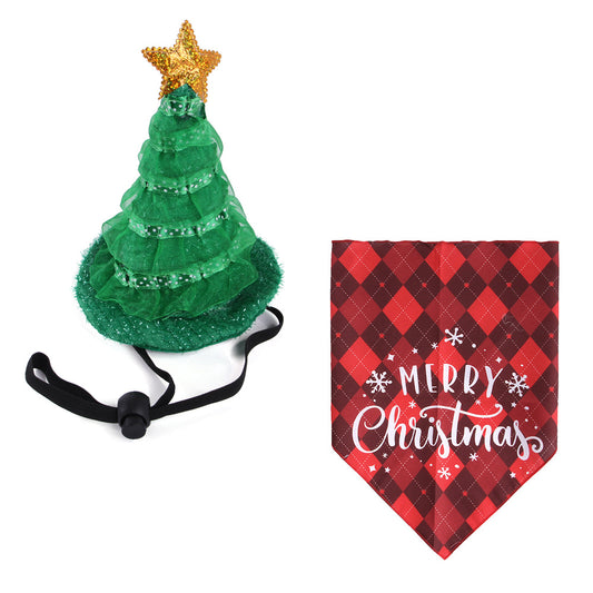 Traje Navideño para Mascotas con Sombrero y Pañoleta Triangular - Image 2