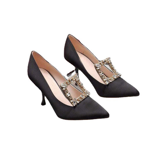 Tacones Altos Elegantes con Punta Cuadrada y Hebilla Brillante - Image 2