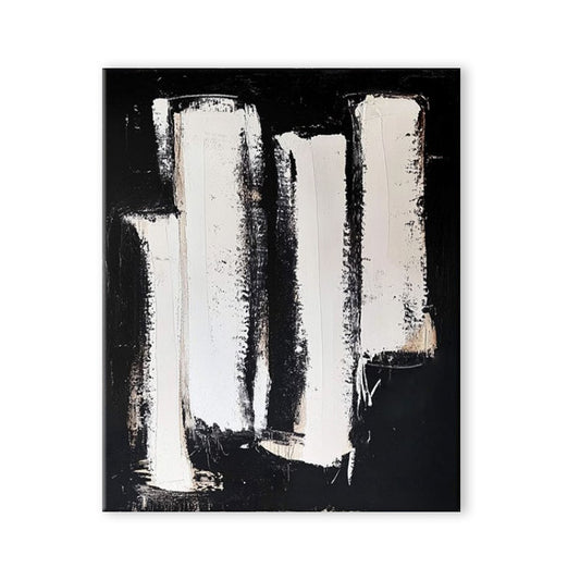 Cuadro Abstracto Blanco y Negro - Pintura al Óleo Moderna para Sala de Estar - Image 2