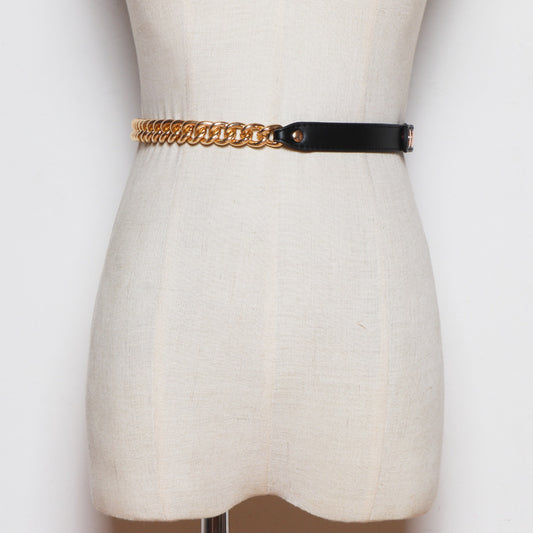 Cinturón de Cuero PU con Cadena Metálica - Accesorio Versátil para Mujer - Image 2
