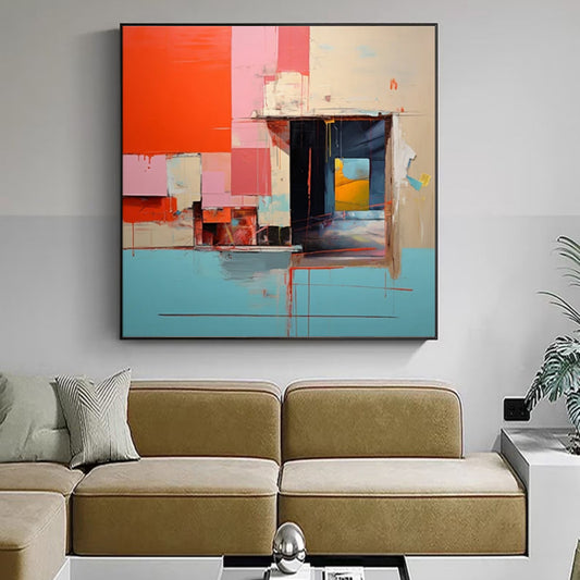 Cuadro Abstracto Moderno Azul y Amarillo - Lienzo Pintado a Mano para Decoración del Hogar - Image 2