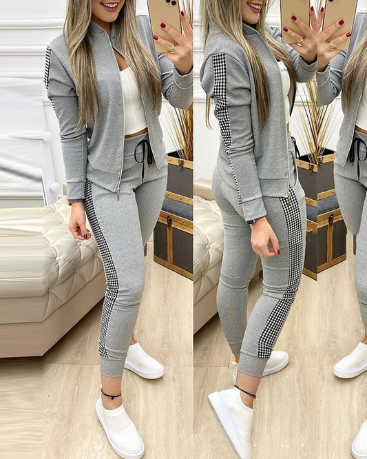 Traje Casual Cuadros Gris con Costuras Europeas y Americanas - Image 2