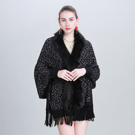 Chal Tejido con Cuello de Pelaje Sintético para Otoño e Invierno - Image 2