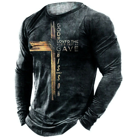Playera Hombre Estilo Retro 3D Hip-hop Oversize Manga Larga Cuello Redondo - Image 2