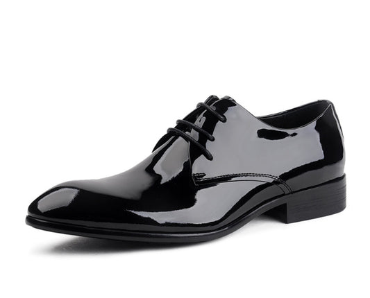 Zapatos de Novio Charol Negro Punta Aguda con Cordones - Image 2