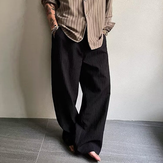 Pantalones Anchos Plisados con Textura para Hombre - Image 2