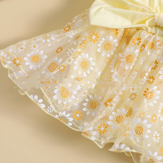 Vestido Floral Niña Verano con Mangas Volantes en Malla - Image 2