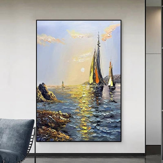 Cuadro Óleo Marino Pintado a Mano - Arte Moderno para Sala de Estar - Image 2