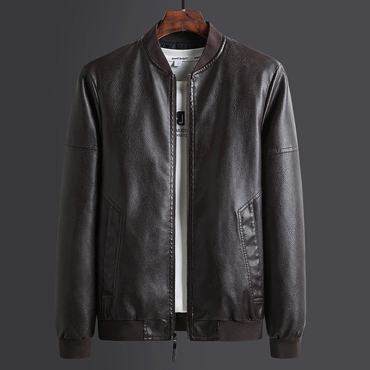 Chaqueta de Cuero PU Colorblock con Cuello Alto - Traje Motociclista para Hombre - Image 2