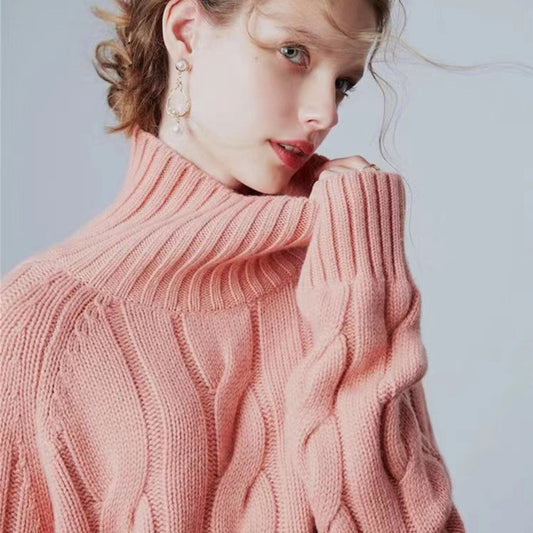 Suéter de Cuello Alto Tejido Grueso Estilo Relajado para Mujer - Image 2
