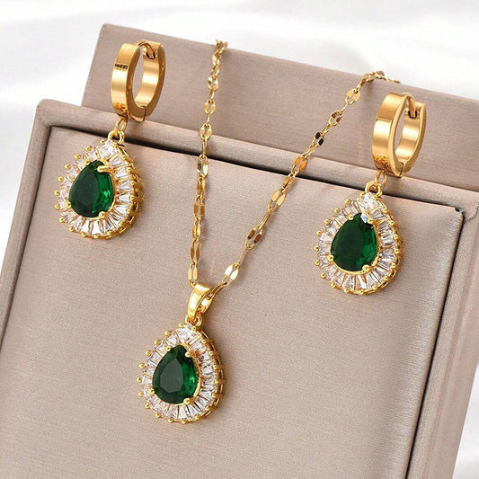 Conjunto de Joyería Jade Blanco Estilo Hong Kong Retro - Collar y Aretes Versátiles - Image 2