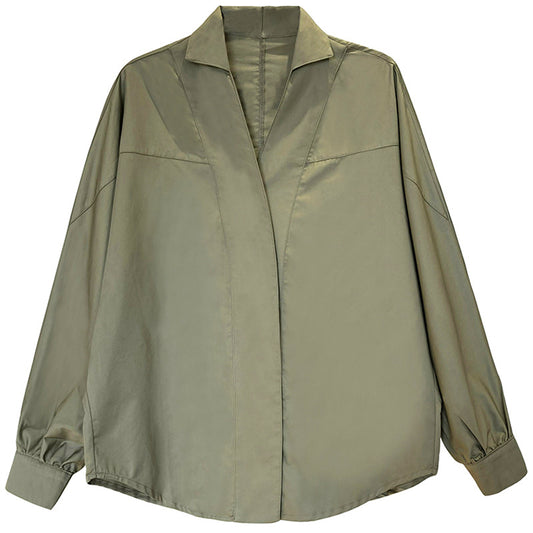 Blusa Retro Vintage con Cuello Solapa y Mangas Murciélago - Corte Holgado Primavera - Image 2
