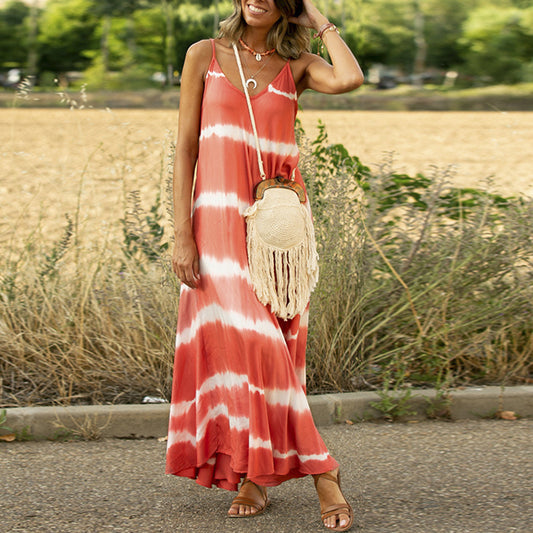 Vestido Maxi Largo Estampado a Rayas Talla Grande Mujer - Image 2