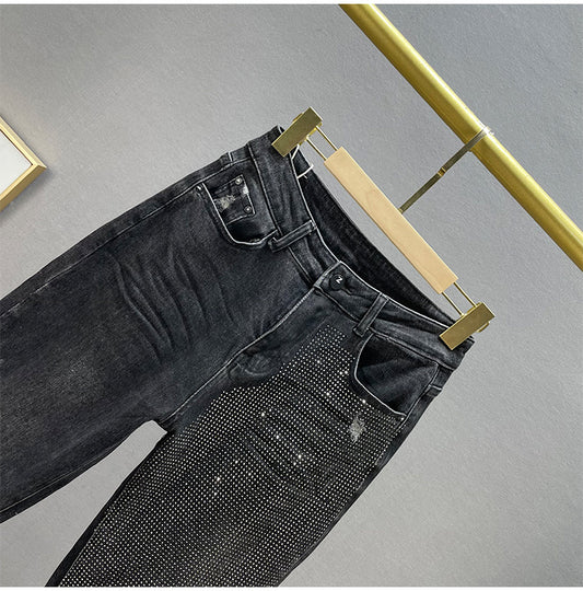 Pantalones Vaqueros Sueltos Mujer Cintura Alta Efecto Reductor con Strass - Image 2