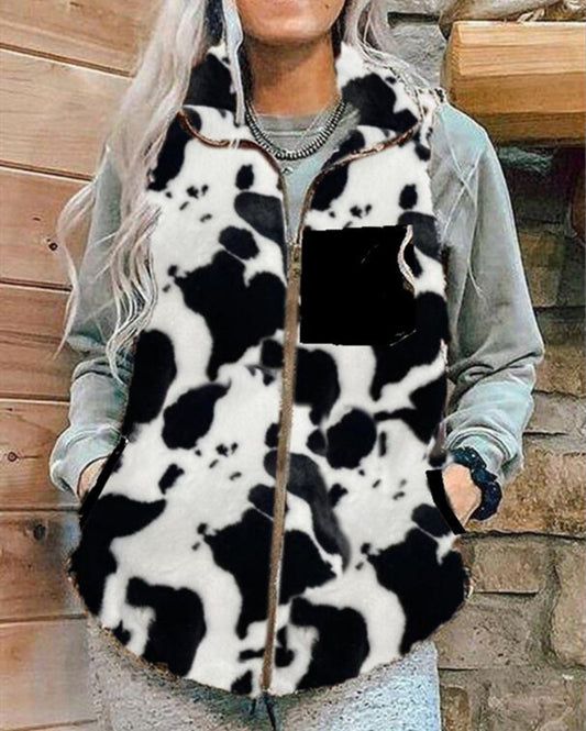 Chaleco Suelto Estampado con Cuello de Pie para Mujer - Image 2
