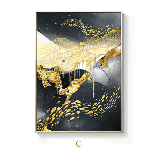 Pósters de Arte Mural Blanco y Negro con Dorado - Image 2