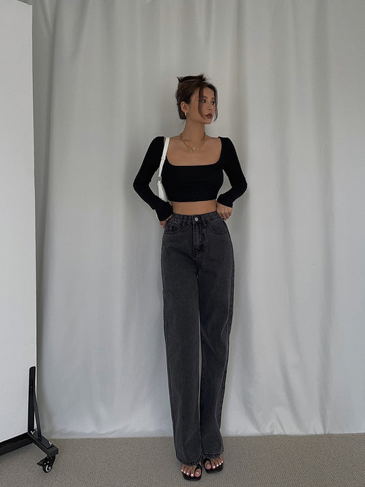Jeans Talle Alto Efecto Drapeado para Mujer - Colección Otoño - Image 2