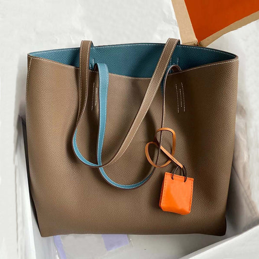 Bolso Tote de Cuero Genuino Doble Cara - Gran Capacidad - Image 2