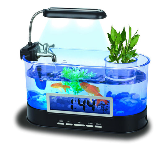 Acuario Escritorio USB con Reloj, Temperatura y Organizador - Image 2