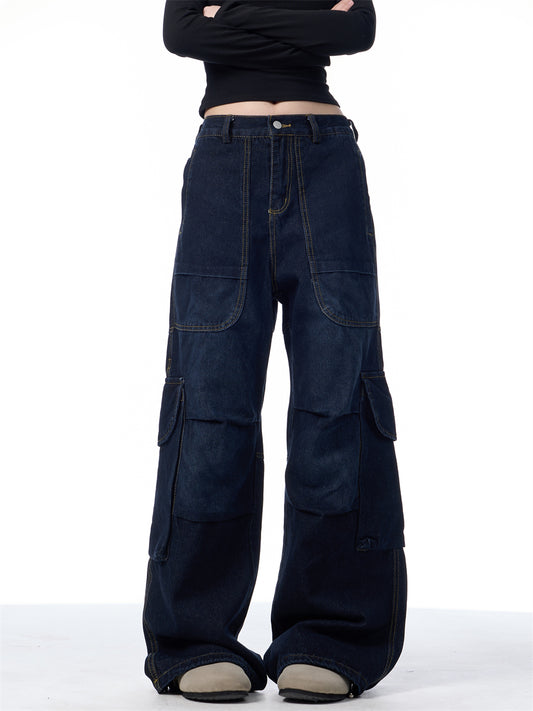 Pantalones Cargo Vintage Arrugados Estilo Americano - Image 2