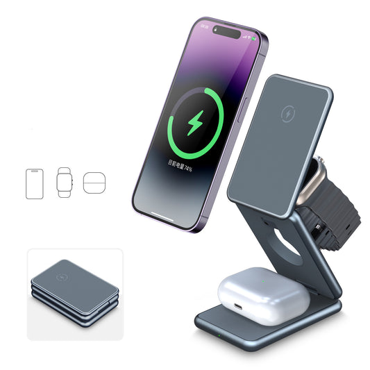 Cargador Inalámbrico 3 en 1 de Metal Plegable - Image 2