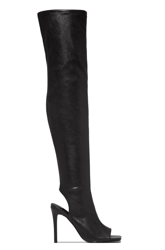 Botas Mujer Tacón Stiletto Punta Abierta Negro Elegante - Image 2