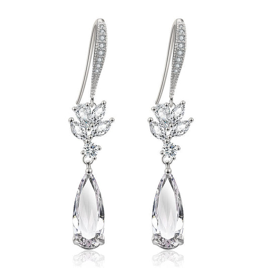 Aretes de Boda Gota de Agua Coreanos Largos - Image 2