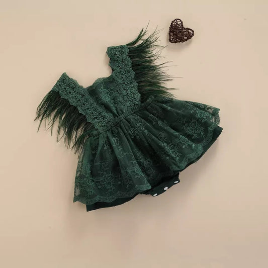 Falda Romper Infantil con Encaje de Plumas - Diseño Elegante para Niñas - Image 2