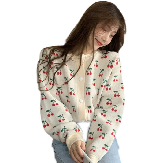 Chaqueta Jacquard con Cerezas para Mujer - Diseño Elegante y Versátil - Image 2