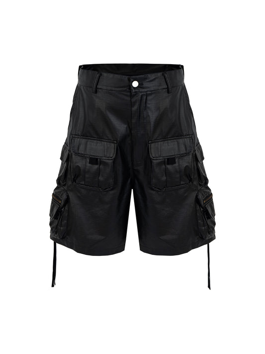 Shorts Tácticos con Recubrimiento Brillante y Multi-Bolsillos - Image 2