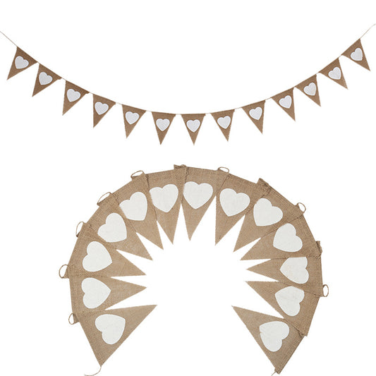 Bandera Decorativa de Lino con Corazones Triángulo para Bodas y Fiestas - Image 2
