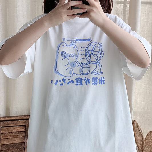 Blusa Suelta de Algodón Manga Corta Cuello Redondo - Comodidad de Verano - Image 2