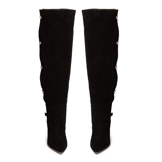 Botas Altas Negras de Tacón Fino Punta Afilada - Image 2