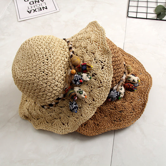 Sombrero de Paja Tejido Calado con Ala Ondulada para el Sol - Image 2