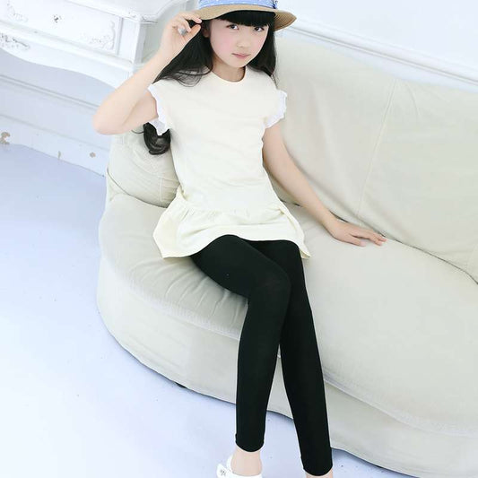 Leggings Niña Verano Modal Delgado Pantalón 3/4 Elástico Talla Grande - Image 2