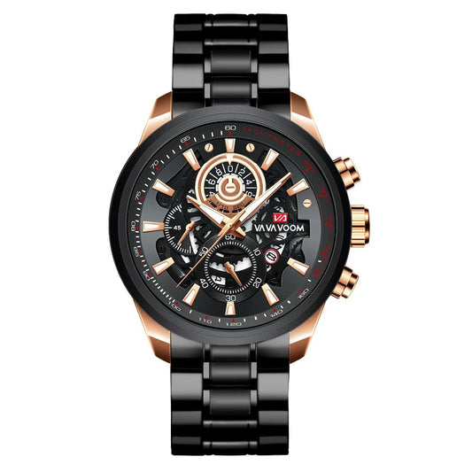 Reloj de Cuarzo para Hombre Dorado Negro Elegancia Empresarial - Image 2