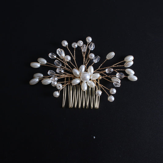 Peineta Nupcial de Cristal y Perlas Coreanas - Accesorio Artesanal para Novia - Image 2