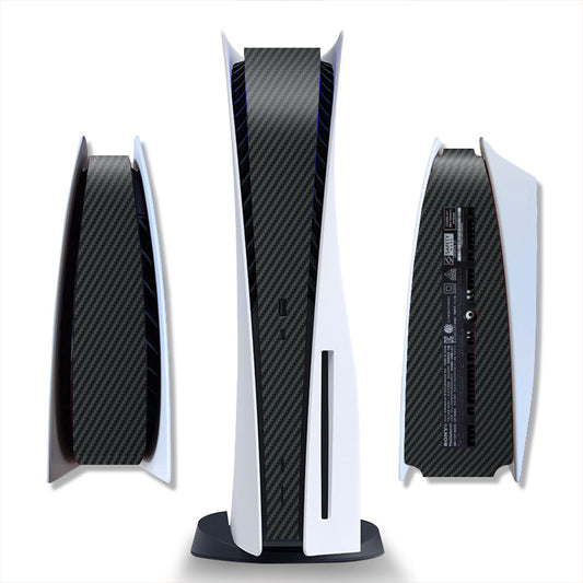 Brushed silver metal texture skin for PlayStation 5 Digital Edition console, shown from front and side views. - Image 2