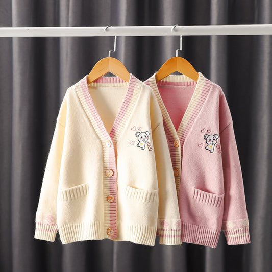 Cardigan Infantil con Bordados - Suéter Tejido Elegante para Niñas - Image 2