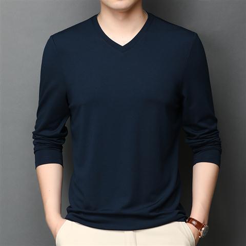 Camiseta de Seda para Hombre - Manga Larga Escote V Transpirable - Image 2