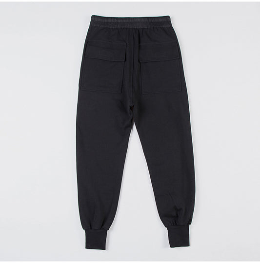 Pantalones Holgados de Algodón con Cintura Elástica y Bolsillos - Gris y Negro - Image 2