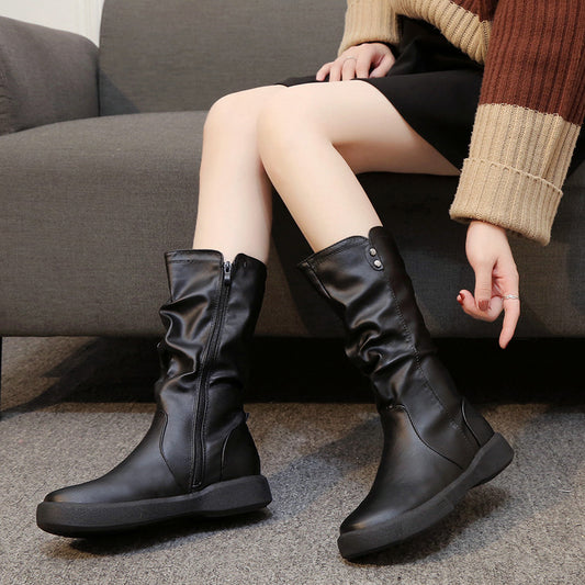 Botas Retro Invierno Talla Grande Piso Plano Importadas para Mujer - Image 2