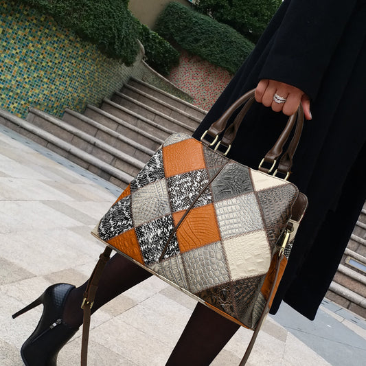 Bolso de Hombro Patchwork con Contraste de Colores - Image 2