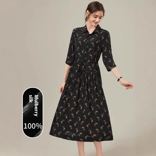 Vestido Camisero de Seda Floral Largo - Image 2
