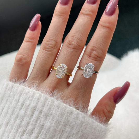 Anillo de Plata con Diamante Ovalado Grande para Mujer - Image 2