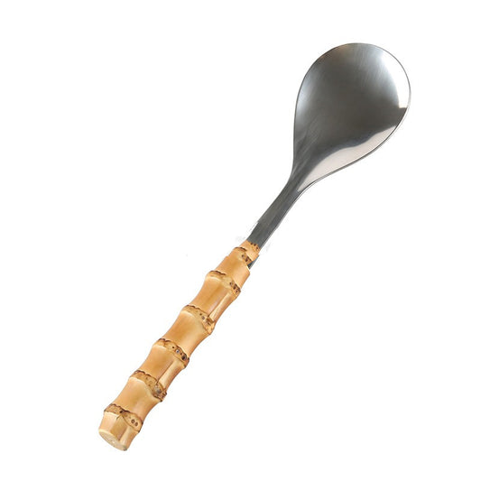 Juego de Cubiertos de Acero Inoxidable con Mango de Madera y Raíz de Bambú - Image 2