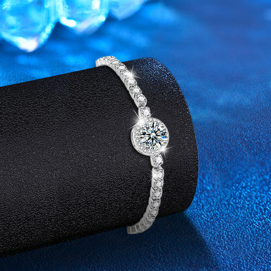 Pulsera Plateada para Mujer con Circonitas Brillantes Estilo Estrellado - Image 2