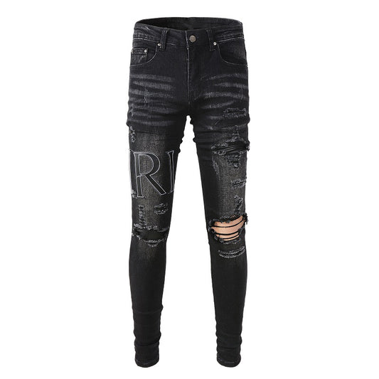 Jeans Rotos Trendy con Parches - Estilo Urbano Europeo y Americano - Image 2