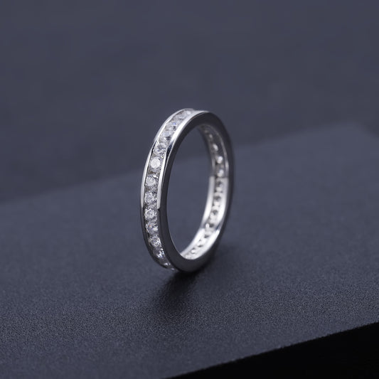Anillo de Plata 925 con Baño de Oro Blanco y Moissanita en Línea Completa - Image 2